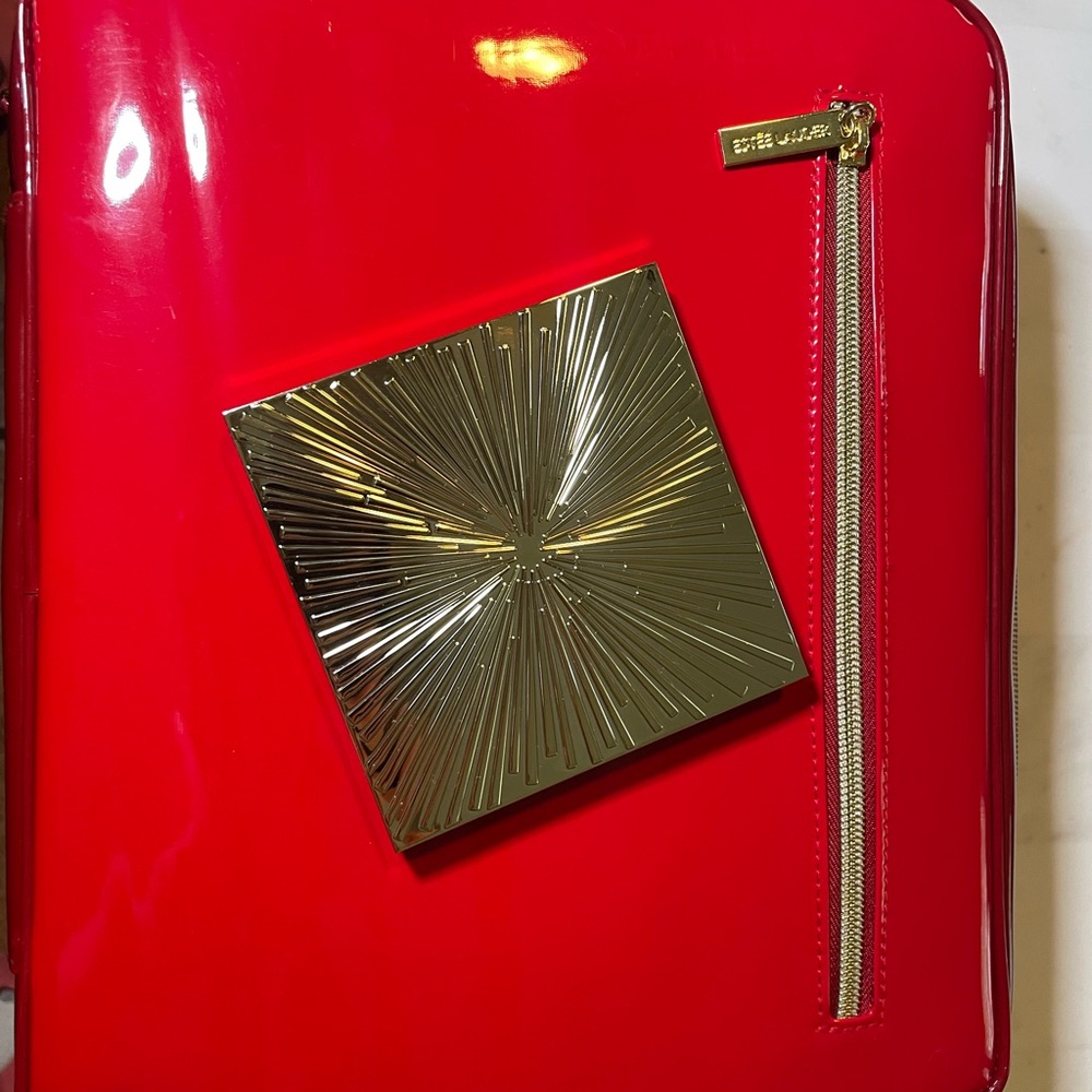 Estee Lauder Eye Shadow and Blush + Red Patent Clutch with Gold Accents - Picture 4 of 5